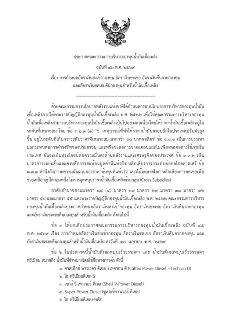 タイ全土：燃料補助金削減でディーゼル価格上昇へ