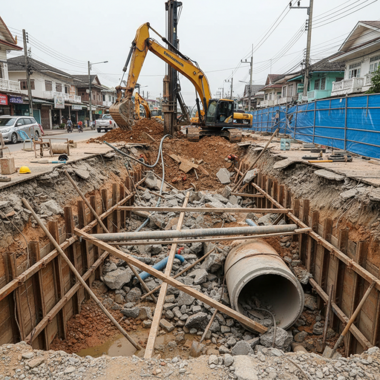 【タイ・チェンマイ】排水管工事現場で土砂崩れ、作業員1名死亡1名重体