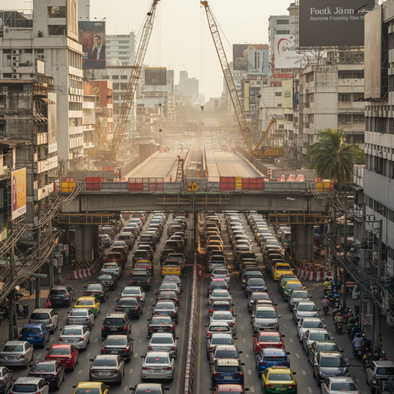 バンコク・プラトゥーナム橋、MRT建設で長期閉鎖