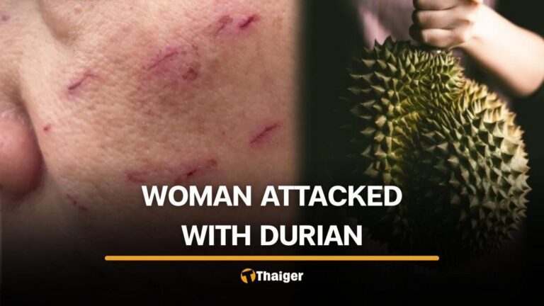 チャチューンサオで運動中の女性がドリアンの皮で襲撃