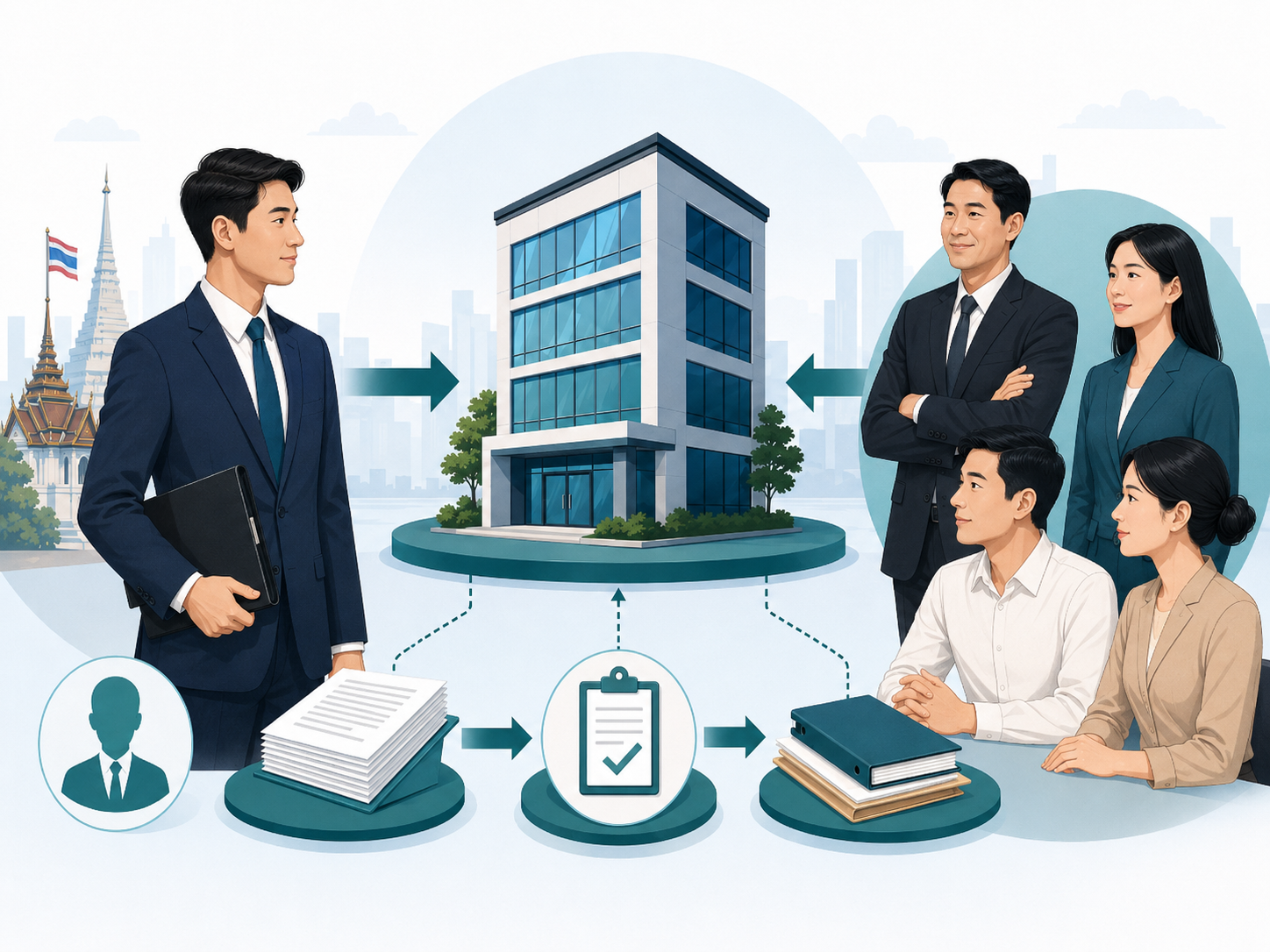 外国人がタイ人名義人を通じて会社を実質支配している構図のイメージ