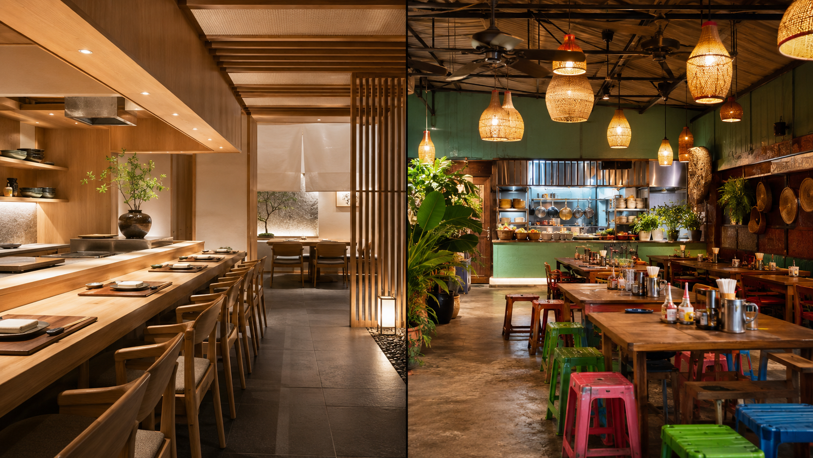japanese vs local restaurant thailand