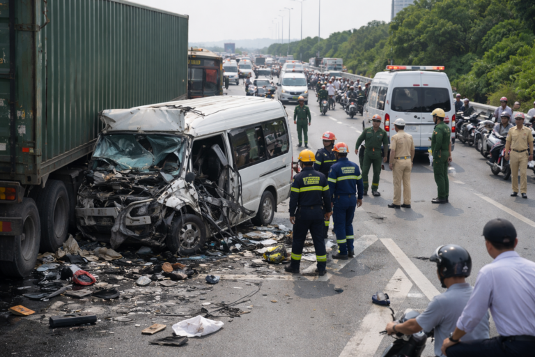 【ベトナム・トゥエンクアン】高速道路で多重事故、15人負傷