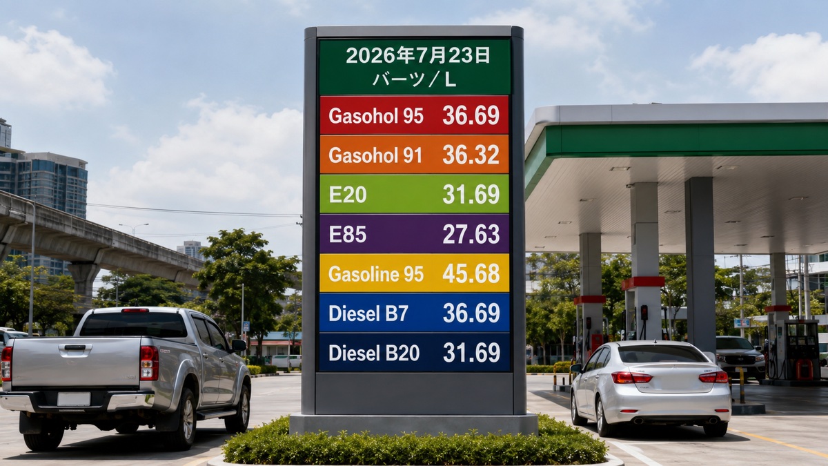 2026年7月23日のタイ主要燃料7油種のPTT参考価格