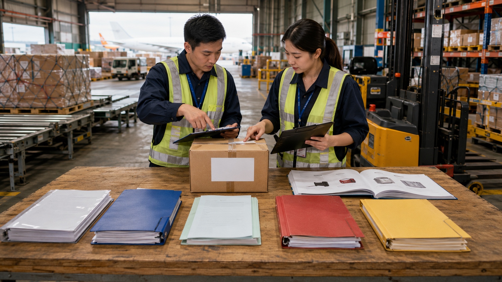 タイの輸入通関で使うInvoice、Packing List、B/L・AWB、許可証、原産地証明を貨物と照合する作業台