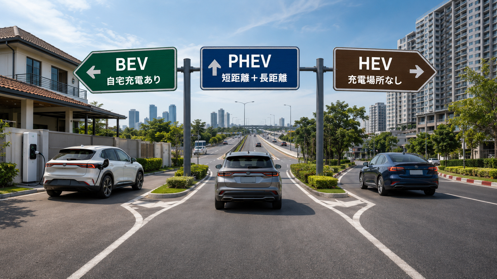 タイでBEV、PHEV、HEVを選ぶ利用条件の比較