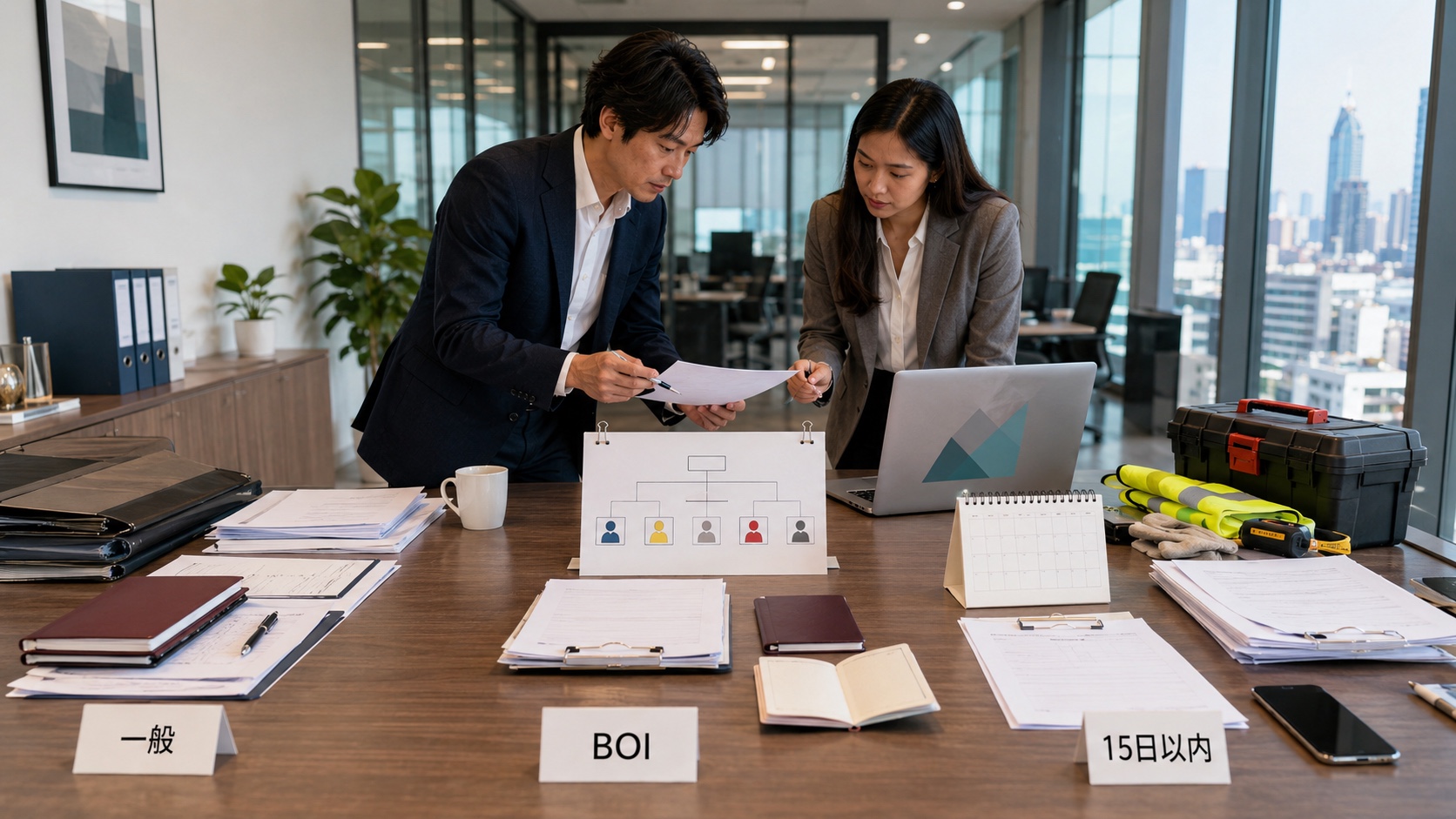 一般企業、BOI企業、15日以内の緊急業務からタイの就労許可申請ルートを選ぶ場面