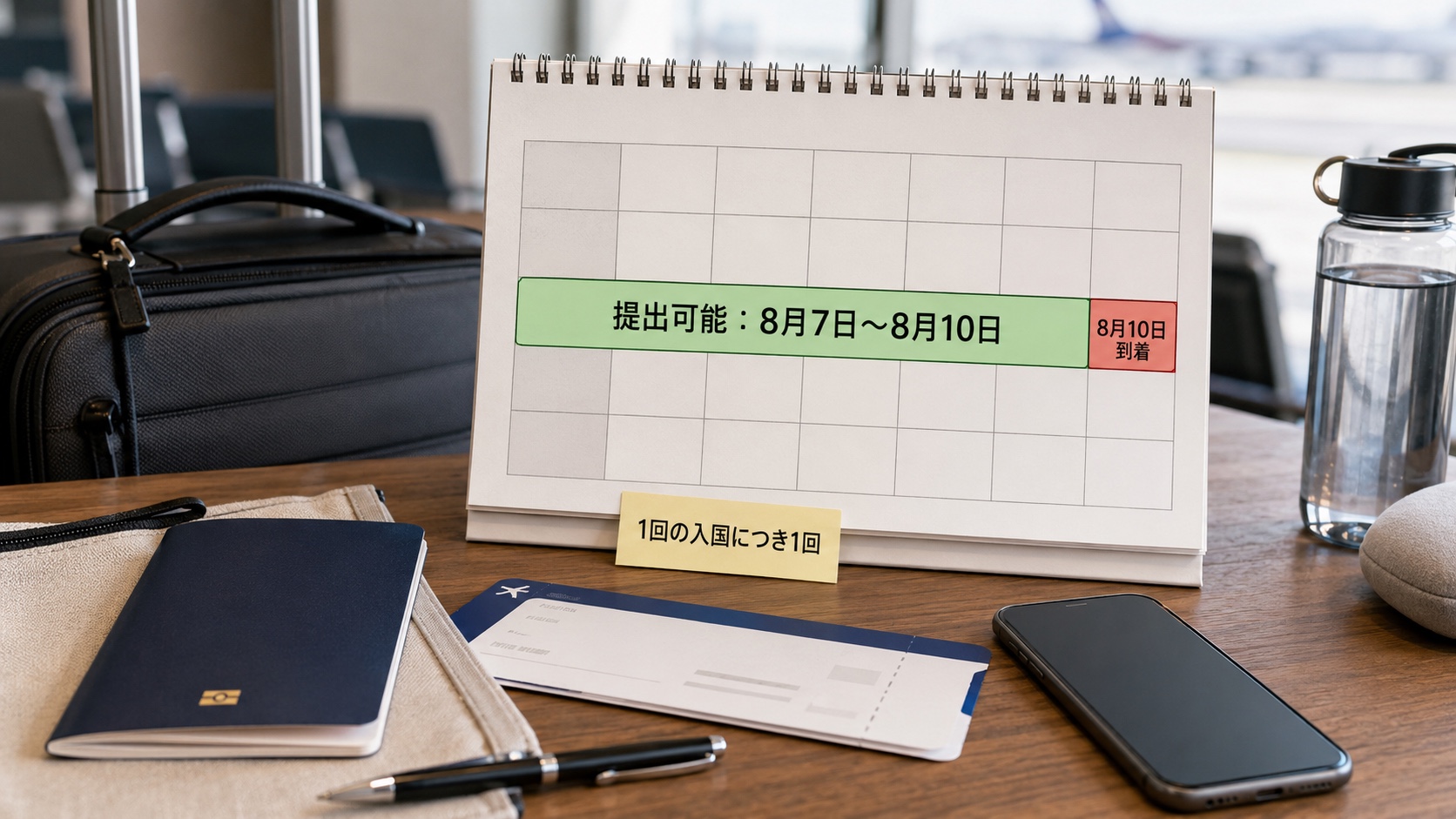 8月10日到着の場合に8月7日から10日までTDACを提出できることを示す旅行日程