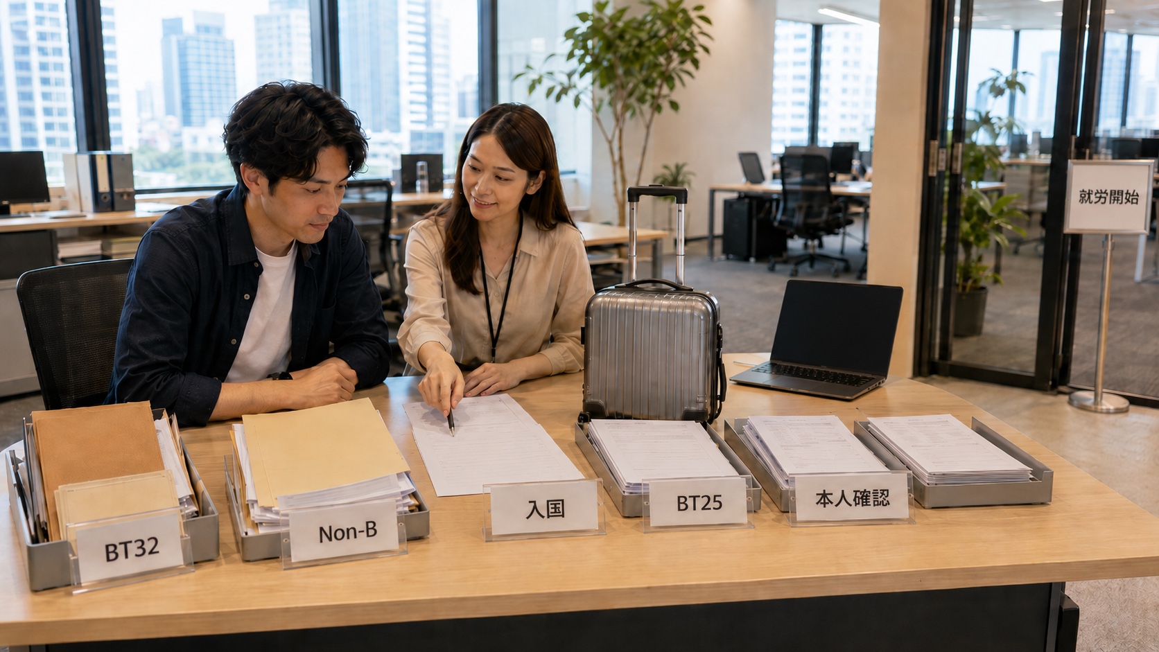 BT32、Non-B申請、タイ入国、BT25、本人確認、許可後就労を順に進める実務フロー