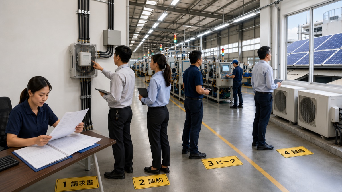 タイの事業所で請求書、契約、ピーク、設備の順に電気代を見直す実務チーム