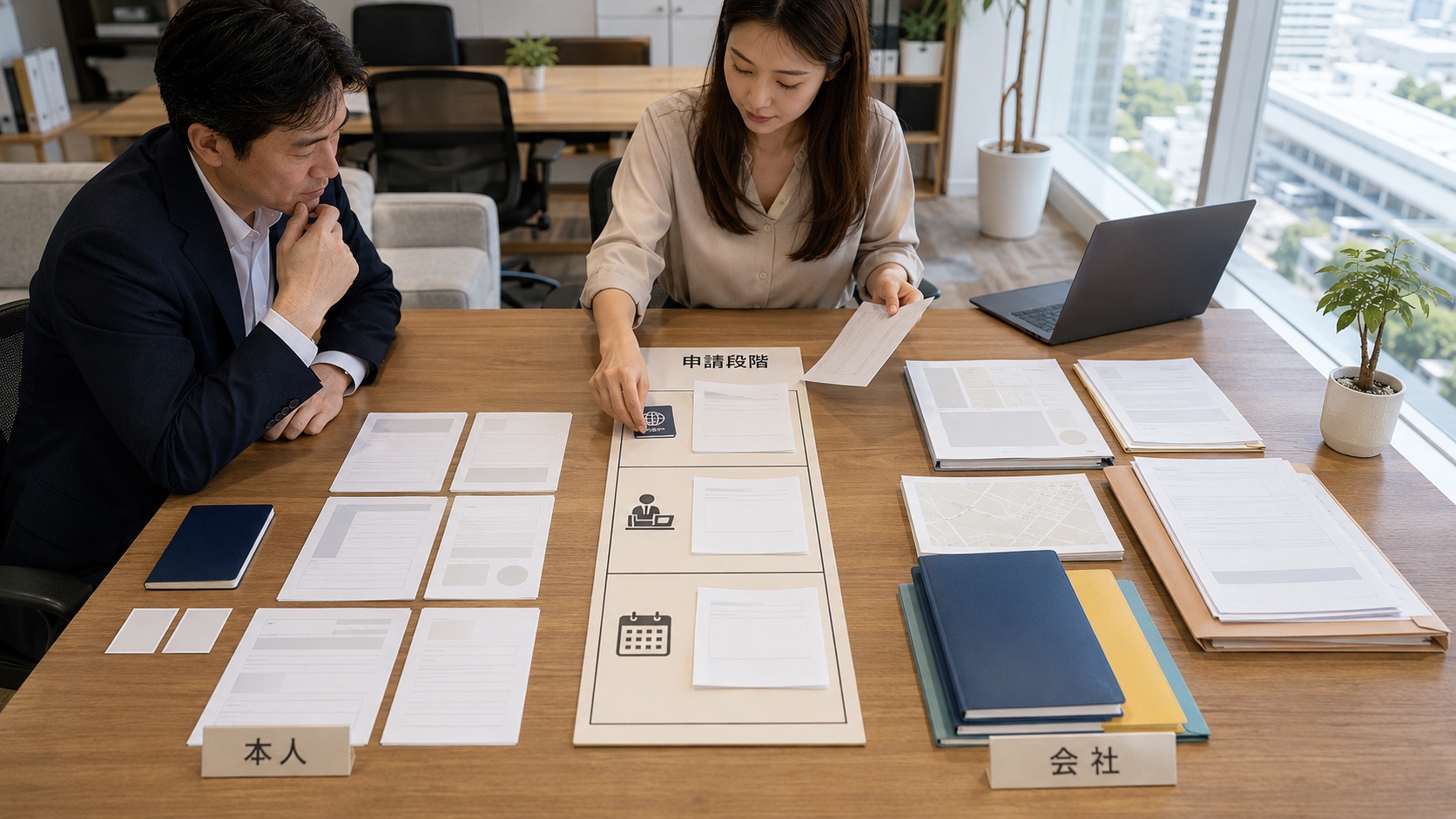 タイの就労許可に必要な本人資料と会社資料を申請段階別に整理する人事担当者
