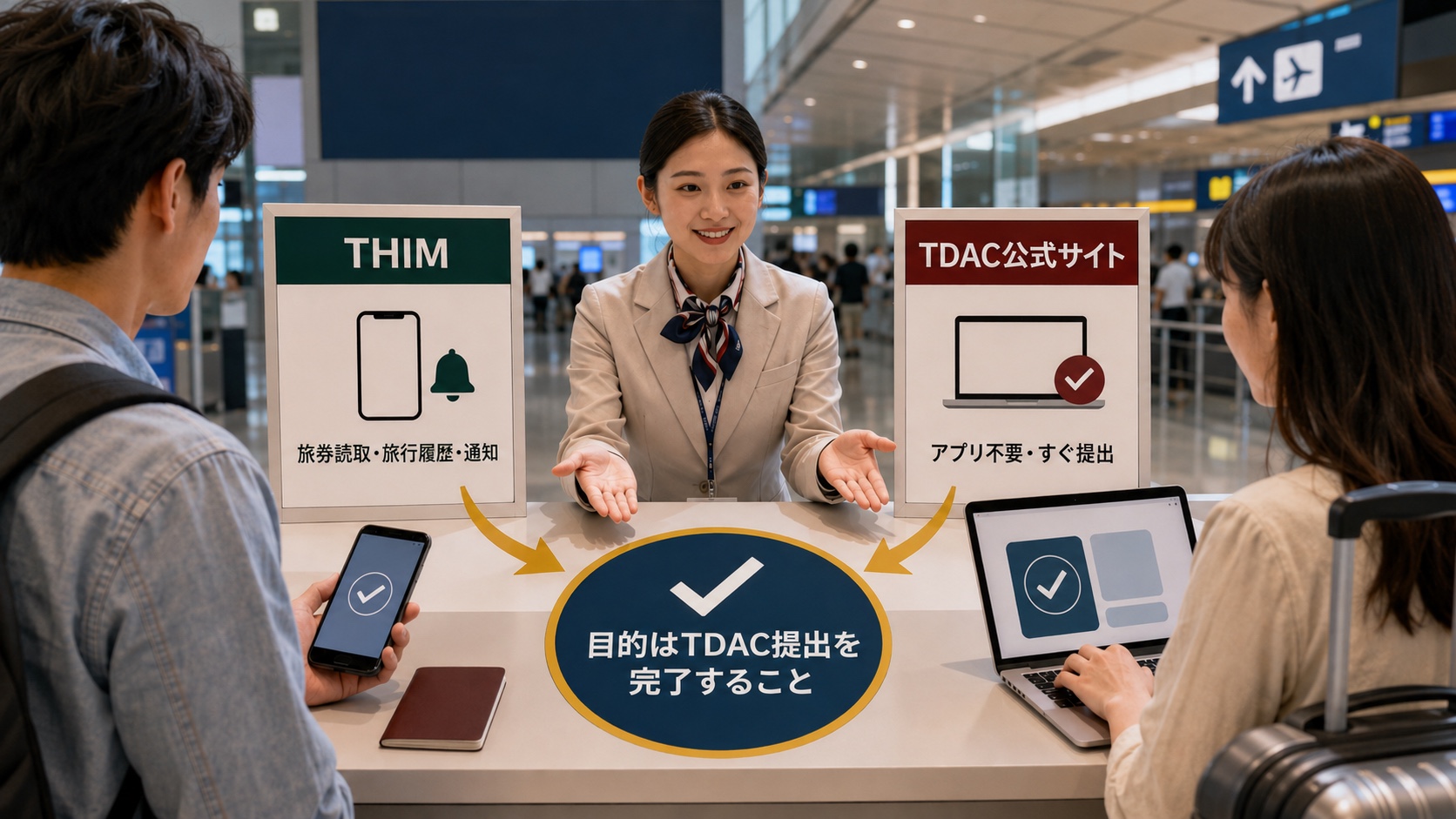 旅券読取と履歴管理に向くTHIMと、アプリ不要のTDAC公式サイトを利用状況で選ぶ旅行者