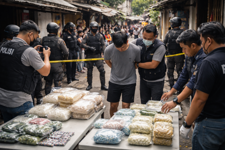 【インドネシア・北ジャカルタ】自宅兼麻薬工場摘発、シンガポール人逮捕