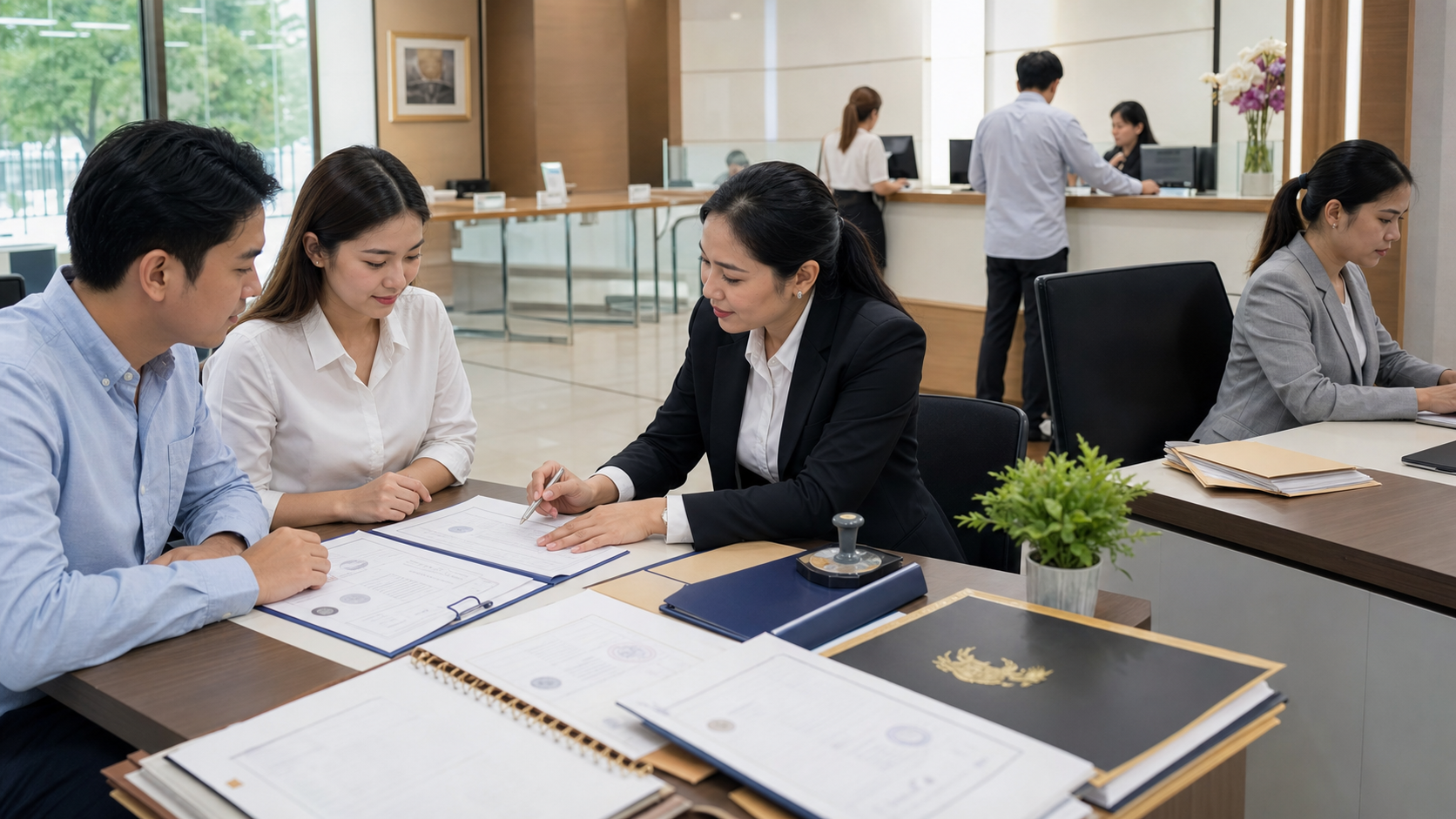 タイの会社設立で本人確認、設立書類、署名、デジタル申請、会社記録の準備を進める場面