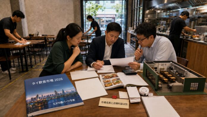 タイの飲食市場規模、顧客、価格、原価、必要客数を同じ店舗計画で確認する経営会議