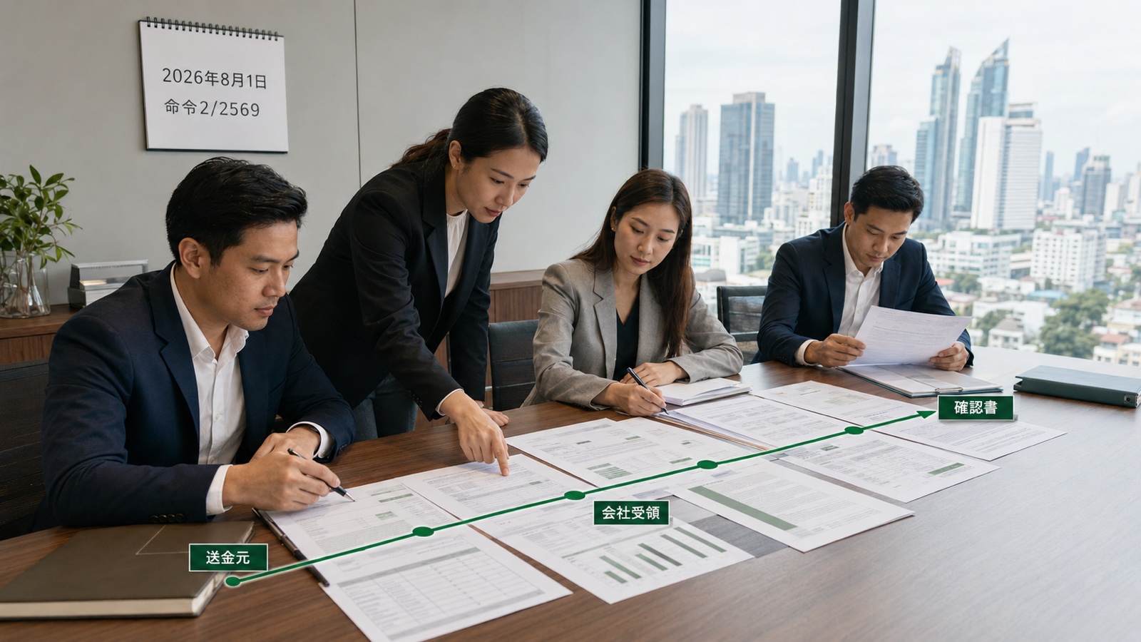 2026年のタイ会社登記で株主の送金、会社口座への入金、投資説明書、確認書を時系列で照合する場面