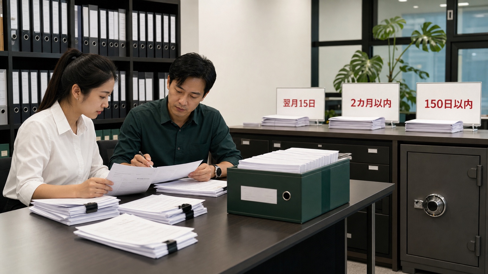 タイ法人が毎月の請求・支払証憑を締め、VAT翌月15日、P.N.D.51の2カ月、P.N.D.50の150日期限へつなぐ場面